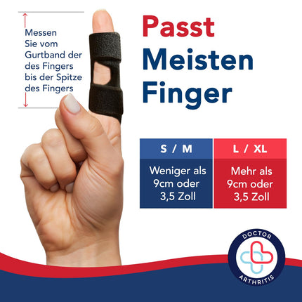 Dr. Arthritis Doctor-Designed Finger Brace, Finger Splint Little Finger/Middle Finger/Index Finger, Finger Protection for Injury with Braces &amp; Splints, Black, S/M, One Size