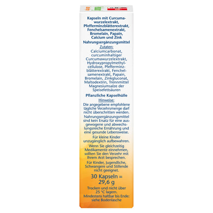 Doppelherz Digestion Curcuma + Enzymes - Calcium contributes to the normal function of digestive enzymes - 30 Capsules