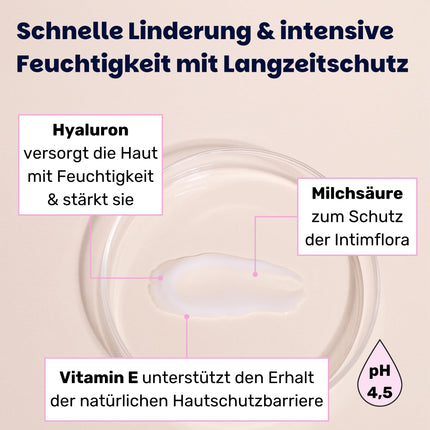 Natural vaginal cream for vaginal dryness, itching, and irritation in the intimate area - Soothing moisturizing cream with lactic acid and pH-adjusted, intimate care for women (50ml)