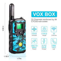 SAJGOP Walkie Talkie for Kids Two-Way Radios 3 KM Range 16 Channels with Backlit LCD Flashlight, Children's Walkie Talkie for 6 7 8 9 10 11 12 Years Old Boy Girl Gift Blue UHF