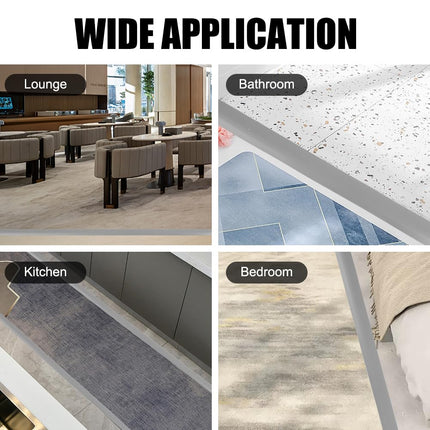 RANJIMA Self-adhesive transition profile, PVC threshold ramp, entry strips, transition strip floor, height adjustment profile, door rail, transition rail without drilling for carpet tiles (gray, 1 m x 5 cm)