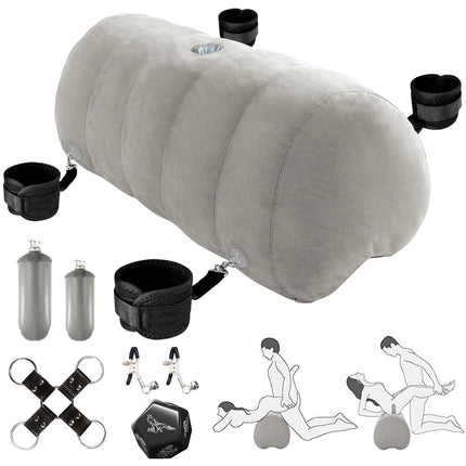 Sex Positions Pillow Lumbar Pillow with Dildo Holder and Nipple Clamps Handcuffs Ankle Cuffs for Adults Couples Sex Toys Sex Pillow for Sex Positions Women G Spot Position Pillow Multifunctional