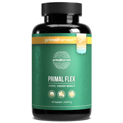 Primal Harvest® Joint Active Plus - 60 high-dose &amp; laboratory-tested capsules with magnesium and vitamin C - hyaluronic acid, collagen