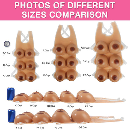 Vollence E Cup Strap on Silicone Breast Forms Fake Boobs False Breasts Prosthesis for Mastectomy Crossdresser Transgender Cosplay