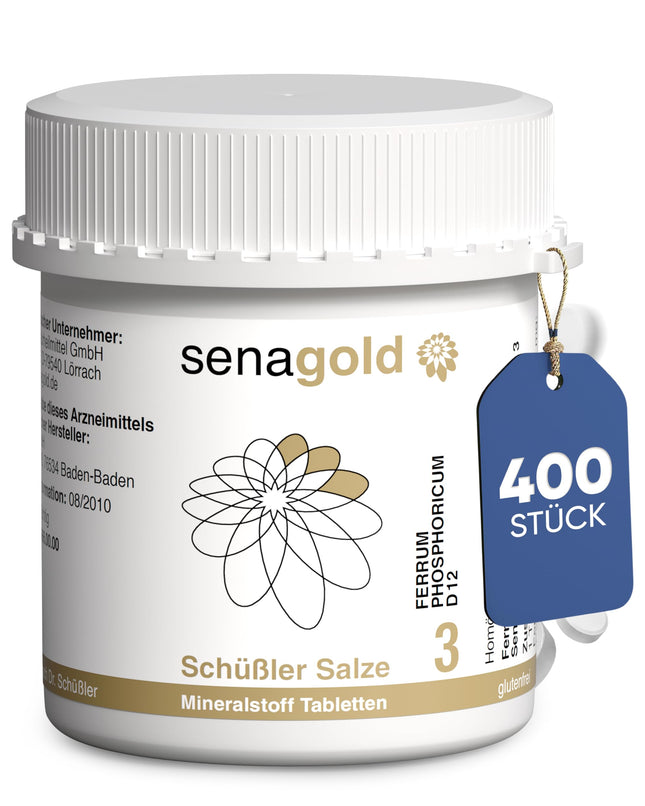 Senagold Schuessler Salt No. 3 - Ferrum phosphoricum D12 Tablets - gluten-free (400 tablets)
