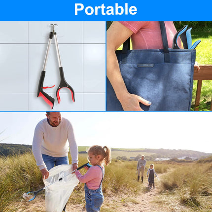 OITUGG 2 Pack Grabbers for Seniors - 83cm Grabber with Magnetic Tips and 90° Rotatable Head - Garbage Tongs with Ergonomic Handle - Telescopic Grabber for Seniors - 32.6 Inch Grabber Arm