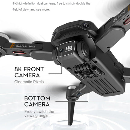 Foldable Drone RC Quadcopter with 8K Dual Camera, 5G Wi-Fi Transmission, Obstacle Avoidance, Optical Flow Positioning, Hovering, Black
