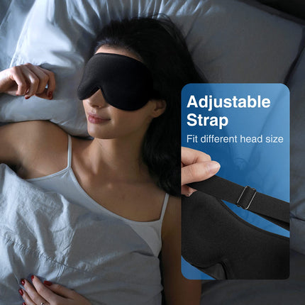 Umisleep 2024 Weighted Sleep Mask for Men &amp; Women, 3D Eye Mask Sleep Mask for Pressure Relief, 100% Light Blocking Sleep Mask with Adjustable Strap for Travel, Yoga, 120 g, Black