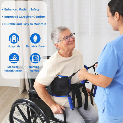 Eyra 147 cm Transfer Sling for Patients and Seniors – Padded Transfer Belt with Handles – Ergonomic Lifting Aid for Patients in Need of Care – Safe Transfer from Bed, Wheelchair, or Car