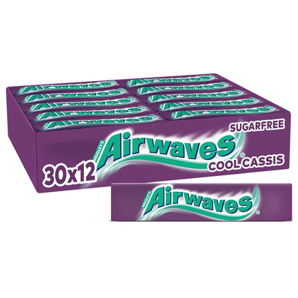 Airwaves Sugar-Free Chewing Gum, Cool Cassis Gum, 30 x 12 Dragees, Large Pack Chewing Gum, Sugar-Free Chewing Gum with Mint Freshness (360 Dragees)