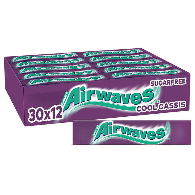 Airwaves Sugar-Free Chewing Gum, Cool Cassis Gum, 30 x 12 Dragees, Large Pack Chewing Gum, Sugar-Free Chewing Gum with Mint Freshness (360 Dragees)