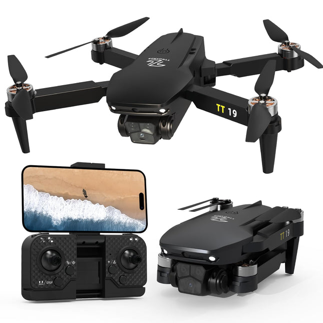 TTROARDS Drone with Camera 1080P Brushless Motor Drone 180° Obstacle Avoidance, Mini Drones for Beginners Foldable RC Quadcopter Wind Resistance Level 4 Drone for Adults TT19