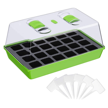 WELLGRO Grow Tray - Indoor Greenhouse with Ventilated Cover and Plant Labels - 1, 2, or 4 Pieces - 38 x 24 x 19 cm, Quantity: 1 Piece