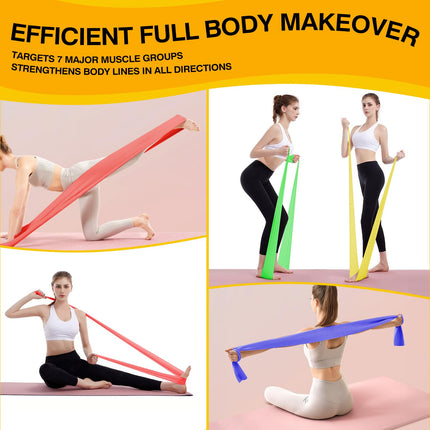 Fokky Fitness Bands Set of 4, Resistance Bands 2M Fitness Band, Gymnastics Band with 4 Levels, Resistance Bands Fitness Bands Rubber Band for Muscle Building, Yoga, Pilates for Men and Women