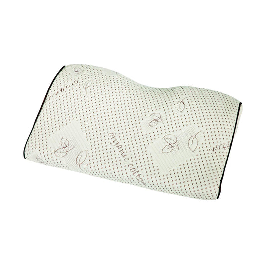 ABAKUHAUS Orthopädisches Viskoelastisches Contour Kissen Bio-Baumwollbezug, Zervixpolsterung zur Linderung von Nackenschmerzen Unterstützt die natürliche Krümmung des Halses, 65 x 37 cm, cremebraun