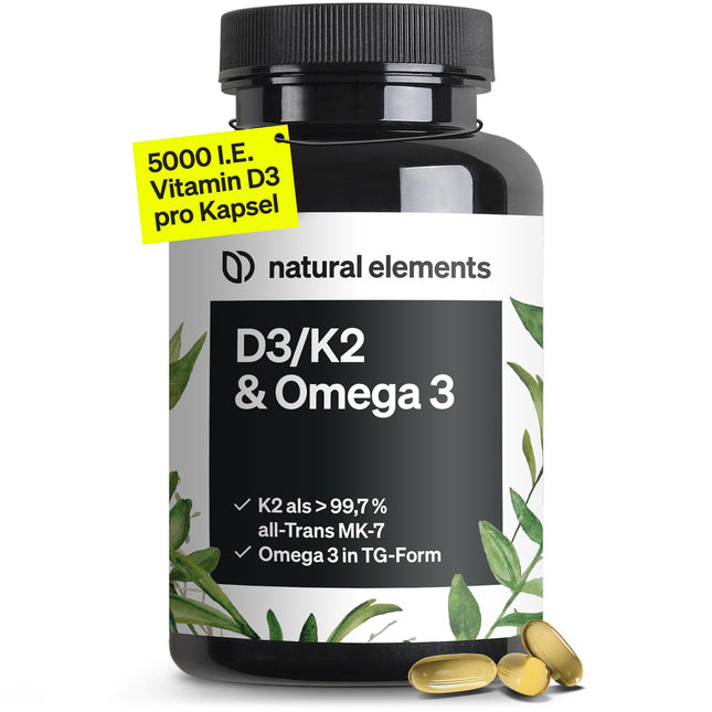 Vitamin D3 + K2 + Omega 3 – Premium K2VITAL® by Kappa 99.7+% All-Trans K2 – Premium Omega 3 in triglyceride form and bioavailable D3 – produced in Germany &amp; laboratory tested