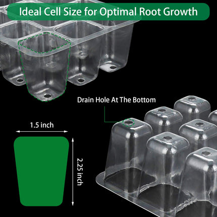 Feizeisun Growing Greenhouse 12 Pieces 144 Cells Indoor Greenhouse Grow Box Mini Greenhouse Grow Kit Greenhouse Grow Tray with Lid and Ventilation, 20 Labels, 2 Tools
