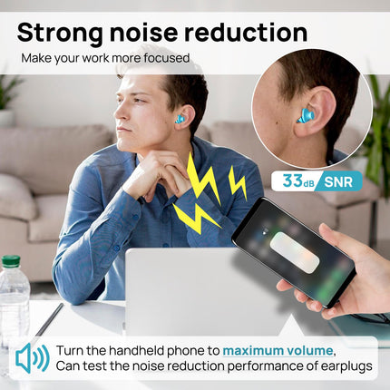 Silicone Earplugs for Sleeping, Noise Cancelling, 10 Pairs, Reusable Earplugs for Sleeping, Concert, Snoring, Travel, Work, 10 Colors, 33 dB SNR