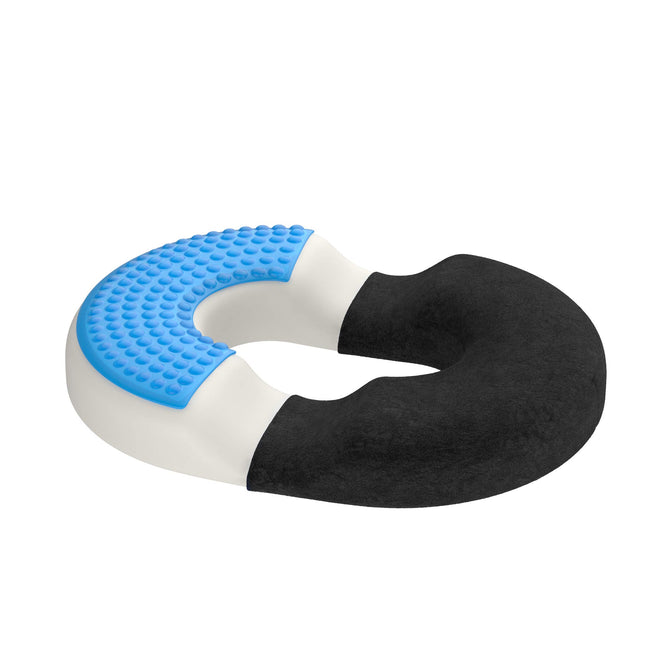 bonmedico orthopedic seat cushion - office chair, car, wheelchair seat ring - cooling gel layer - comfortable hemorrhoid &amp; coccyx cushion - secret Santa gift - wellness black normal