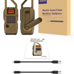 Walkie Talkie for Adults, Range 10 km - Set of 2 with SOS Alarm, LED Flashlight &amp; FM Radio - 3-Way Rechargeable: Solar, Hand Crank, USB - Emergency Radio for Outdoor Adventures