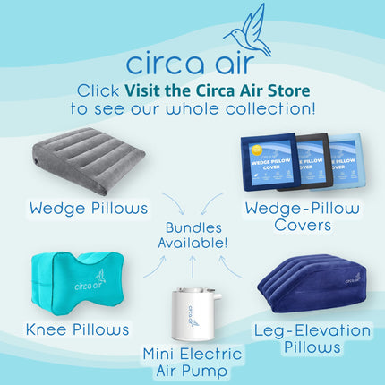 Circa Air Inflatable Wedge Pillow for Travel - Lightweight &amp; Portable Travel Wedge Pillow for Sleeping, Acid Reflux, GERD, Snoring for Back, Leg Elevation &amp; Knee Support Bed Wedge Pillow