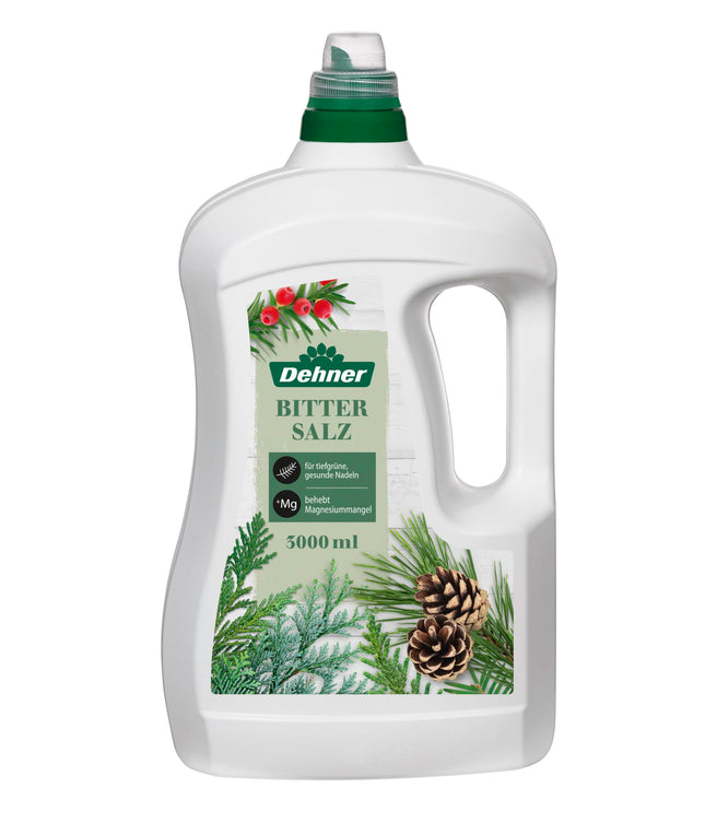 Dehner Epsom Salt, special fertilizer, high-quality liquid fertilizer, fertilizer for thujas / conifers, magnesium sulfate, with immediate effect, 3 l, for approx. 180 l, colorful