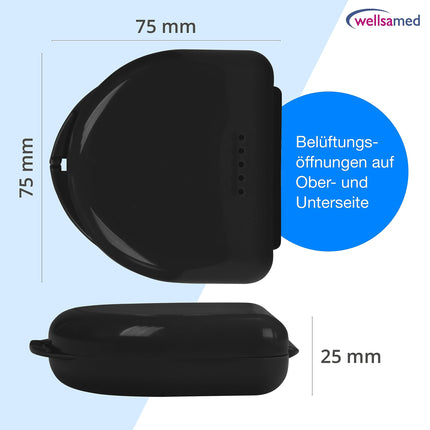 Wellsamed Orthodontic Splint Box Classic, Black, for storing braces or aligners