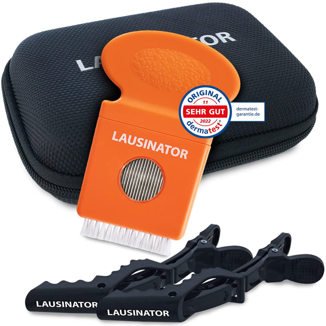 Original 3-in-1 Lausinator with box, including 2 hair clips | Lice comb and nit comb for children and adults made of metal