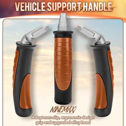 NINEMAX Car Exit Aid for Seniors, 2 Grab Handles for Cars for Disabled Pregnant Women (Black/Orange)