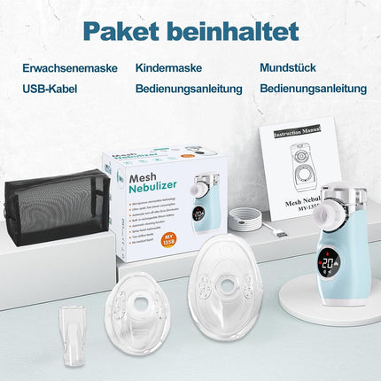 Swetfela Nebulizer for Adults and Children with LED Screen, Self-Cleaning Mode, 3 Timed Spray Modes, with 2 Masks and Mouthpiece, Portable USB Rechargeable Nebulizer