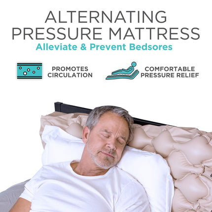 Alternating Pressure Mattress by Vive - Includes Electric Pump &amp; Mattress Pad - Best Inflatable Bed Pad for Pressure Ulcer and Pressure Sore Treatment - Fits Standard Hospital Beds