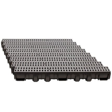 ScarMaxx - 8m drainage channel - floor channel - rainwater drain - A15 installation height 115 mm - complete set - for corner and cross connection - slotted grating classic grey - 13x800x11.5cm