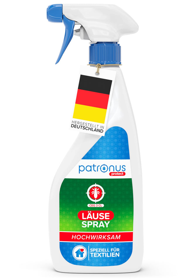 Patronus Lice Repellent Spray for Textiles &amp; Environment [500ml] Effective lice spray with natural active ingredients - Lice environmental spray with immediate protection against lice - with a subtle citrus scent