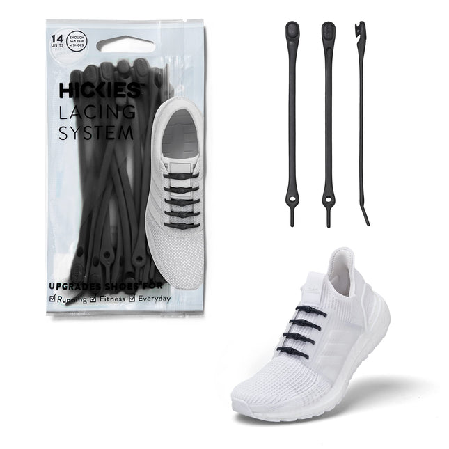 HICKIES 2.0 Performance Shoelaces, One Size, Elastic, No Tie – Black (14 Laces, Works in All Shoes), One Size