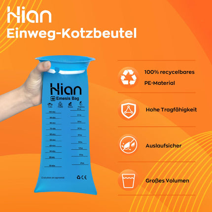 Hion Vomit Bags with Mouthpiece 27 Pack - Opaque, Spacious Vomit Bags - Premium High-Density Vomit Bags - Perfect for Travel Sickness, Pregnant Women &amp; Taxi Drivers - Provides Safety &amp; Comfort