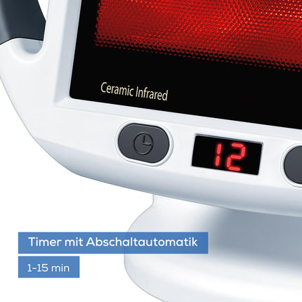 Beurer IL 50 infrared heat lamp, medical device with soothing warmth for use in cases of colds and muscle tension, infrared lamp with 300 watts and continuously adjustable shade, white
