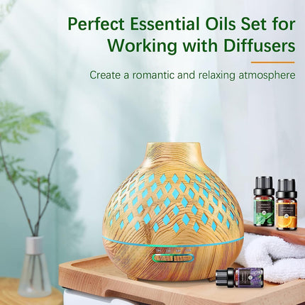 AESHORY Essential Oils Set for Diffuser 6 x 10ML, 100% Pure Aromatherapy Fragrance Oil, Aroma Oil Gift Set for Soap, Candles, Humidifier, SPA - Lavender, Mint, Tea Tree, Sweet Orange, Eucalyptus