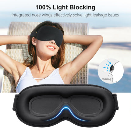 Gritin 3D Sleep Mask for Side Sleepers, Upgraded Breathable Sleeping Mask with Adjustable Elastic Strap, Light Blocking, Comfortable &amp; Ergonomic Eye Mask for Men and Women, 2 Pairs of Earplugs