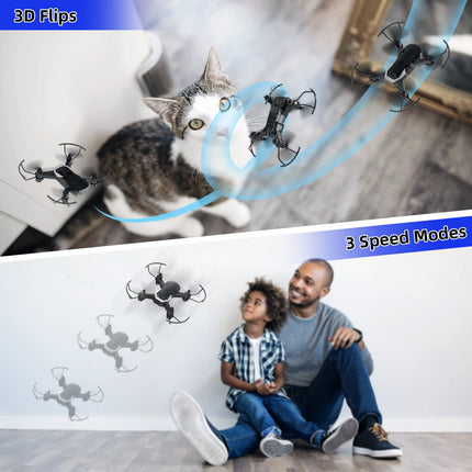Mini Drone with 720P Camera for Kids, TEEROK RC FPV Quadcopter with WiFi Live Transmission, 2 Batteries, Long Flight Time, Altitude Hold, One Key Takeoff/Landing, Headless Mode, 3D Flips for Beginners