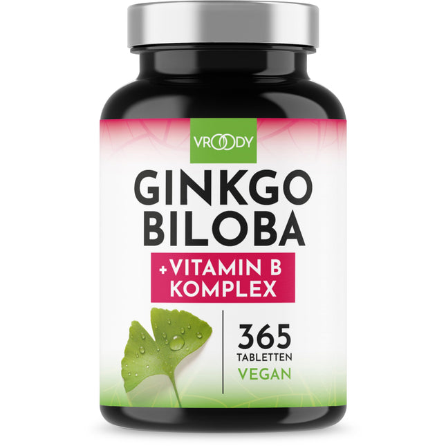 Ginkgo Biloba 6000mg per tablet, 365 tablets - Best value for money + B-vitamin power complex, no additives, laboratory-tested, made in Austria, Vitamin B12 contributes to the reduction of fatigue