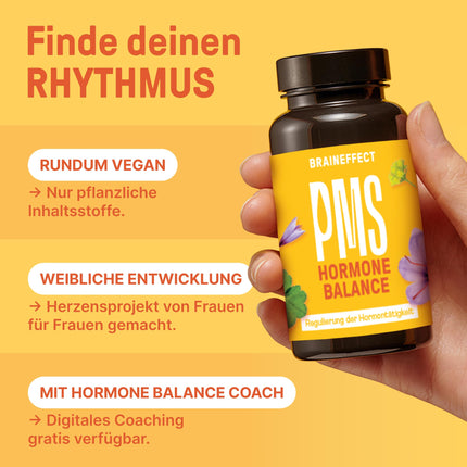 BRAINEFFECT Hormone Balance | Premium Natural Cycle-Regulating PMS &amp; Menopause Capsules | Without Harmful Chasteberry | Botanicals, Vitamin B6 &amp; Magnesium | 60 Capsules
