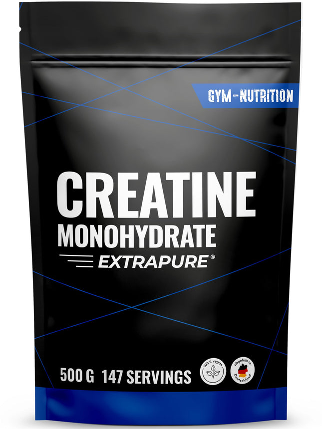 Creatine Monohydrate Powder 500g - Creatine monohydrate in micronized quality with optimal high dosage - pure, without additives, 100% vegan - packaging may vary