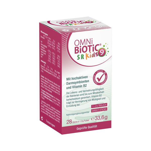 OMNi BiOTiC SR-9 Kids | 28 Sticks | 9 Bacterial Strains | Melt directly on the tongue | Vegan | Gluten-free | Lactose-free