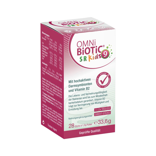 OMNi BiOTiC SR-9 Kids | 28 Sticks | 9 Bacterial Strains | Melt directly on the tongue | Vegan | Gluten-free | Lactose-free