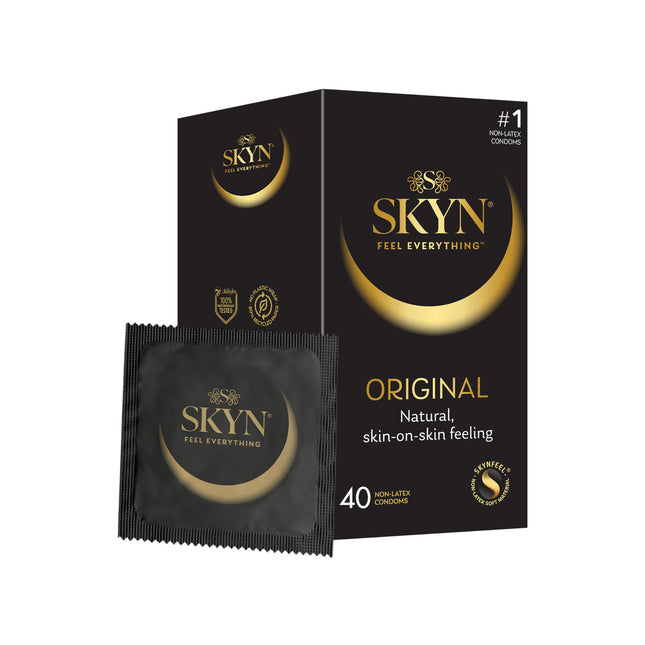SKYN Original Condoms Ultra-Soft, Latex-Free, 40 Count, Old Model, Black, 40 Units (Pack of 1)