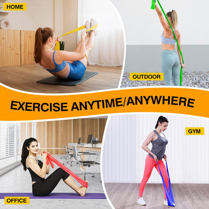 Fokky Fitness Bands Set of 4, Resistance Bands 2M Fitness Band, Gymnastics Band with 4 Levels, Resistance Bands Fitness Bands Rubber Band for Muscle Building, Yoga, Pilates for Men and Women