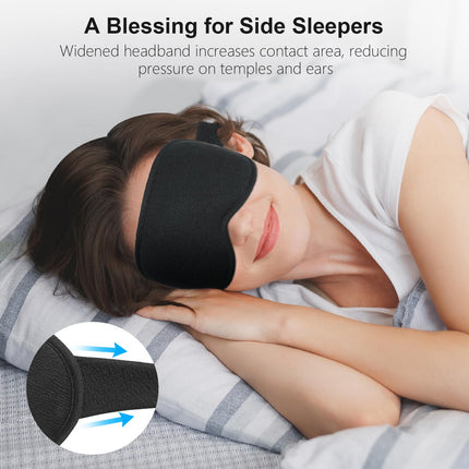 Gritin 3D Sleep Mask for Side Sleepers, Upgraded Breathable Sleeping Mask with Adjustable Elastic Strap, Light Blocking, Comfortable &amp; Ergonomic Eye Mask for Men and Women, 2 Pairs of Earplugs