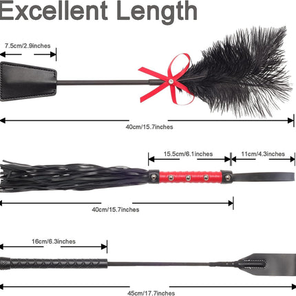 3pcs Sex Paddle Feather Tickler Whip BDSM Toys for Couples SM Flogger Crop Bondage Accessories