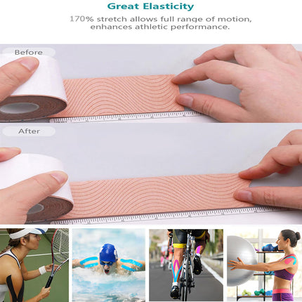 Kinesiotapes &lt;40 PCS&gt; Kinesiology Tape Strips Precut, Elastic Athletic Tape for Joint Support &amp; Muscle Pain Relief &lt;5cm, 25cm/Trip&gt; Cotton Waterproof Sports Tape (Mix-4)