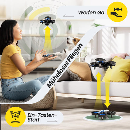 Holy Stone HS210 Mini Drone for Kids, RC Quadcopter Nano Drone with 3 Batteries, 21 Min. Long Flight Time, Auto Altitude Hold, 360° Rolling, Headless Mode, One Key Start, Indoor Gift for Beginners, Blue, C0
